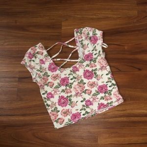 Floral crop top - Forever 21 - cream / pink